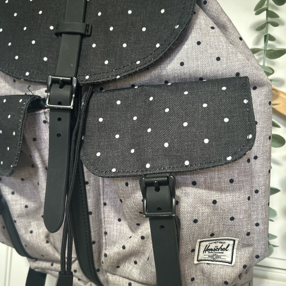 Herschel Supply Company Dawson Black and Gray Backpack with Polka Dots - Picture 2 of 9